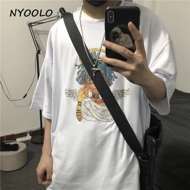 NYOOLO Harajuku Винтажная Футболка с принтом крыльев Ангела летняя уличная свободная