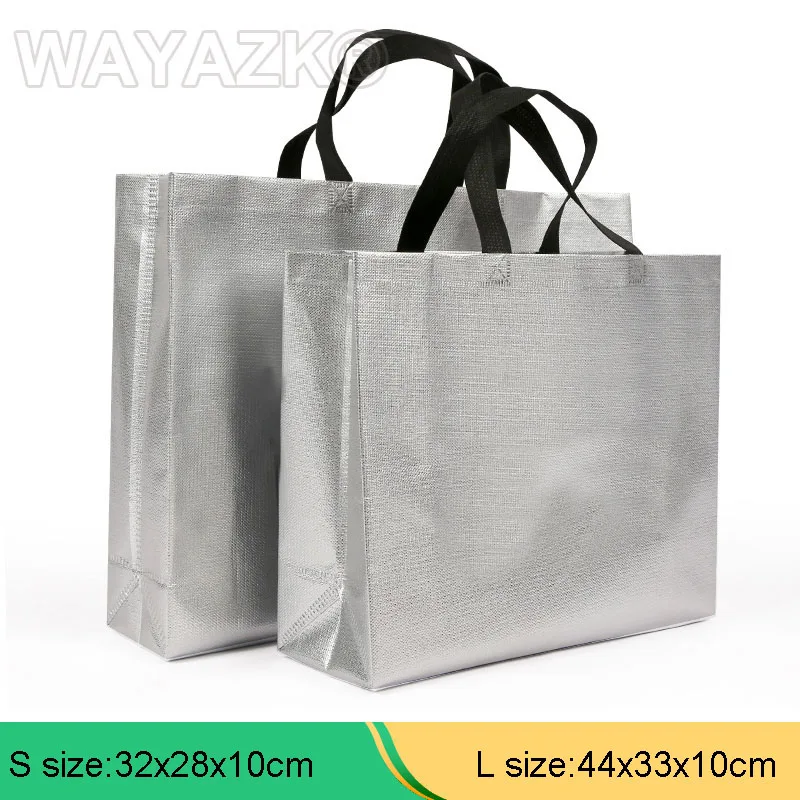 silver color 100 шт./лот) Персонализированная Заказная сумка для покупок с логотипом с вашим собственным логотипом бренда, напечатанным для продвижения - Цвет: silver color