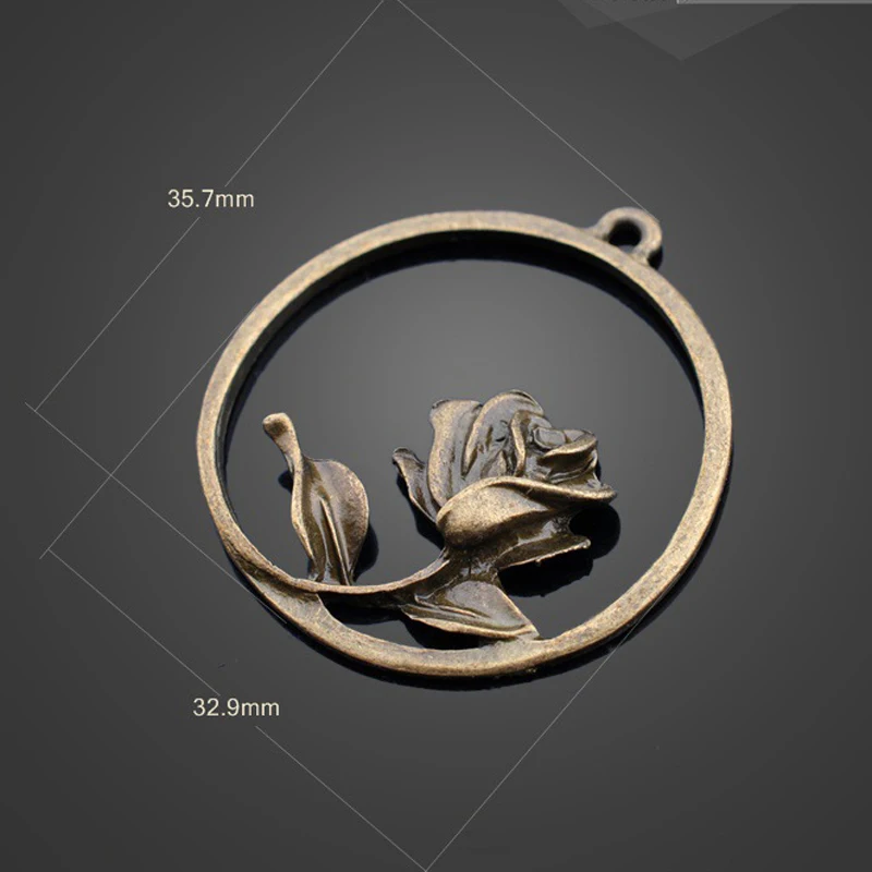 10 шт. высокое качество античная бронза ретро круглая подвеска в форме цветка розы