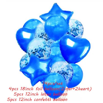 blue 14 шт мульти воздушный шар "Конфетти" с днем рождения, розовое золото, Гелиевый шар, воздушные шары, украшения, свадебные праздничные вечерние принадлежности - Цвет: blue