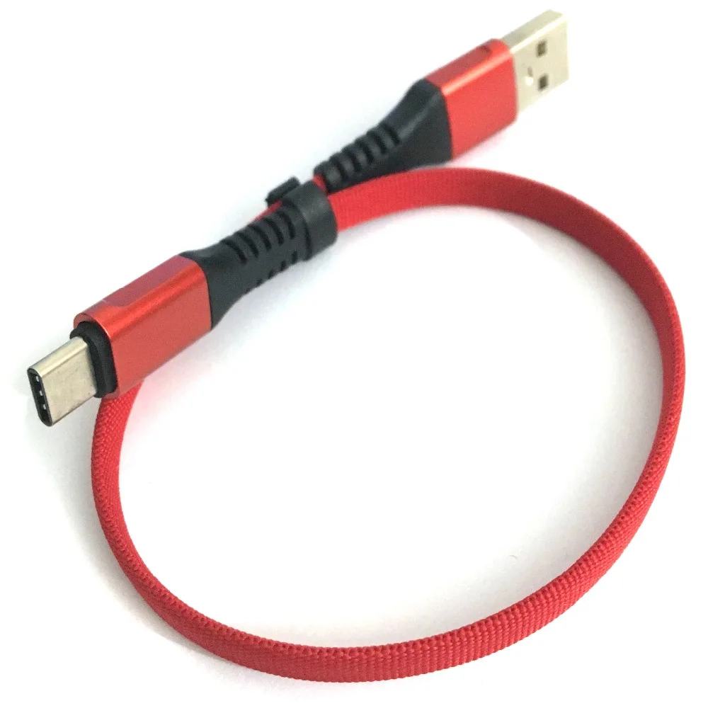 Новый Универсальный красный 30 см плоское плетение USB к Тип C кабель шнур быстро