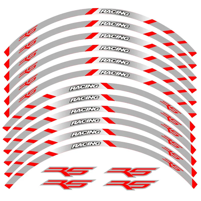 

New 12 Pcs Fit Motorcycle front and rear wheels Edge Outer Rim Sticker Reflective Stripe Wheel Decals For Aprilia RS