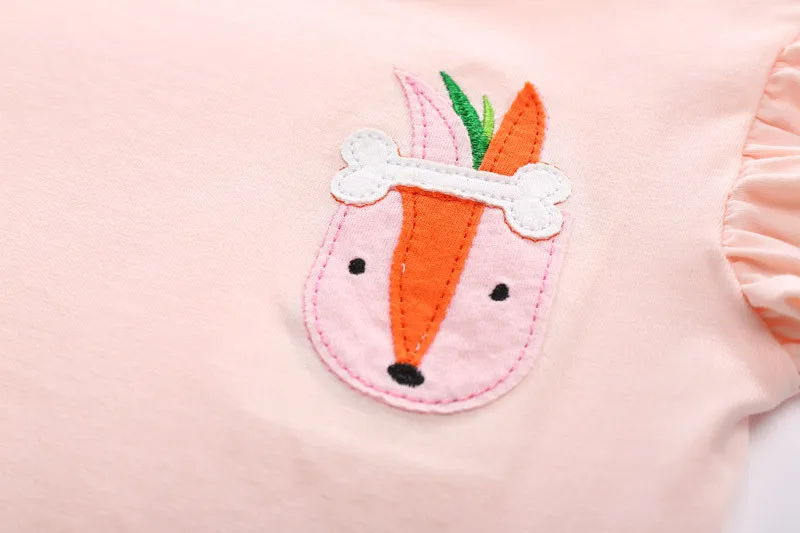 Jumpingbaby/ г. Футболка топы для девочек, детская футболка с вышивкой животных Koszulka Одежда для девочек футболка летний топ для малышей