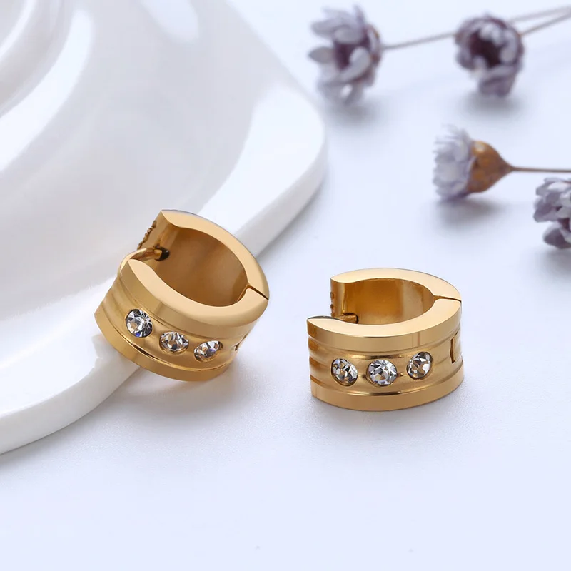 SAISEE High Quality Stainless Steel Hoop Earrings For Women Paved AAA Cubic Zircon Unisex Fashion Jewelry Nickel Free | Украшения и