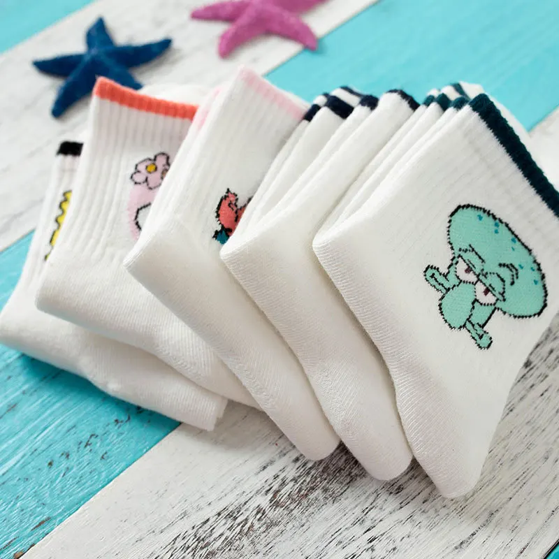 Calcetines gato носки забавные женские милые короткие с героями мультфильмов Harajuku Губка