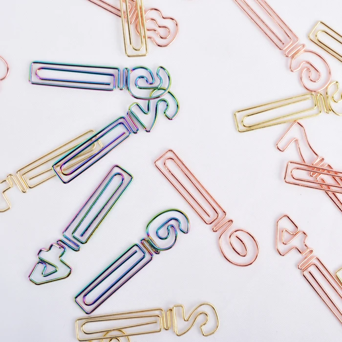 

10pcs/lot Electroplated Paper Clips Numbers 0-9 Metal Paper Clips Gold Rose Gold Kawaii Bookmark Marking Clip
