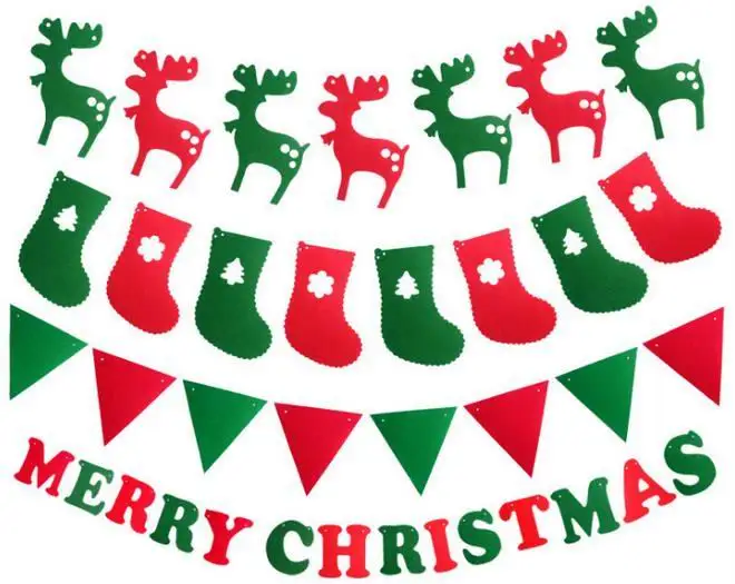 

3M Christmas Party Decorations Garland Bunting Flags Xmas Deer Tree Socks Elk Letters Home bar window Market Mall Banner Decor