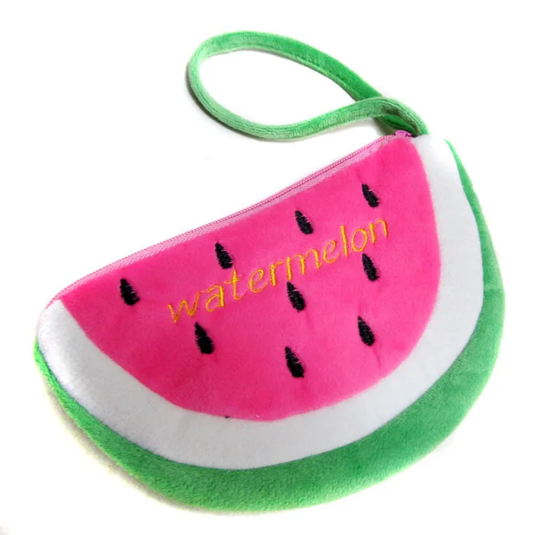 Watermelon powder Плюшевые игрушки Фрукты Арбуз клубника ручная сумка мультфильм ткань портмоне плюшевый Кошелек Дети студенческая девочка подарок на день рождения M04 - Цвет: Watermelon powder