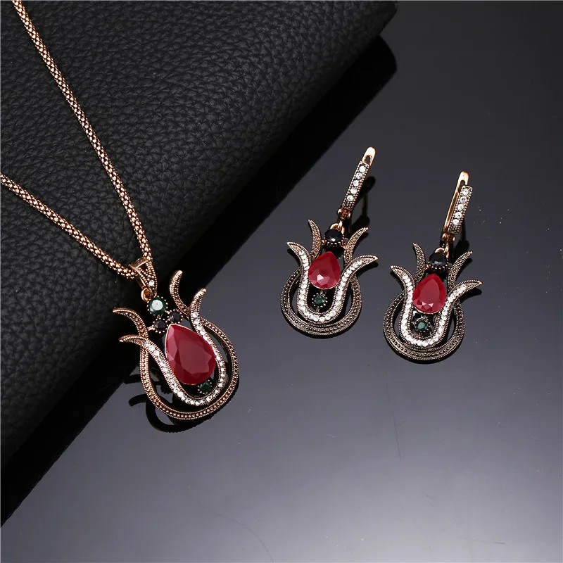 Индийские Ювелирные наборы для женщин античный золотой цвет полный горный