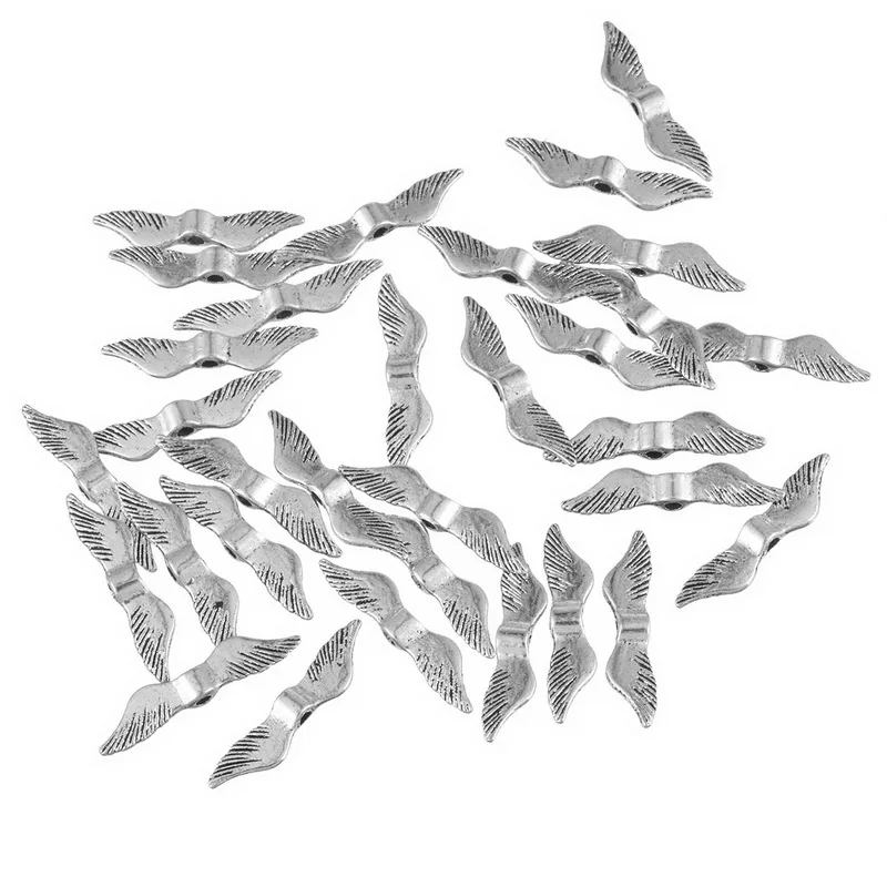 Новинка 2019 Винтажные бусины серебряного цвета с ангельскими крыльями для