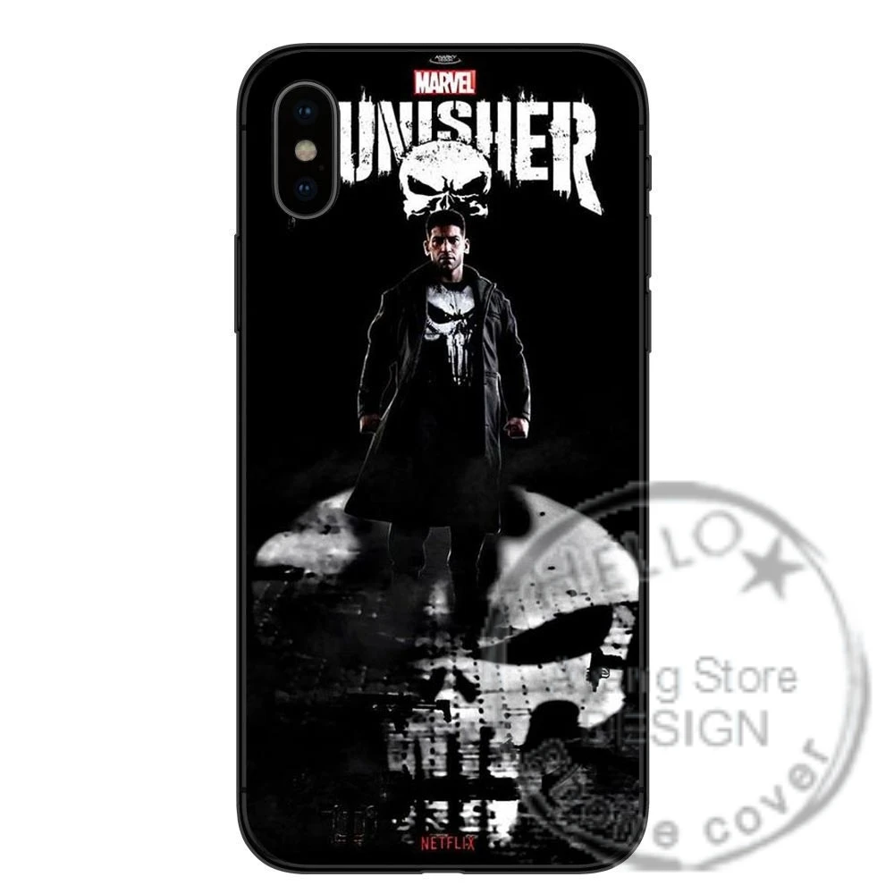 Чехол Marvel Game The Punisher черный матовый Мягкий силиконовый чехол из ТПУ для iPhone X 10 5 5S se