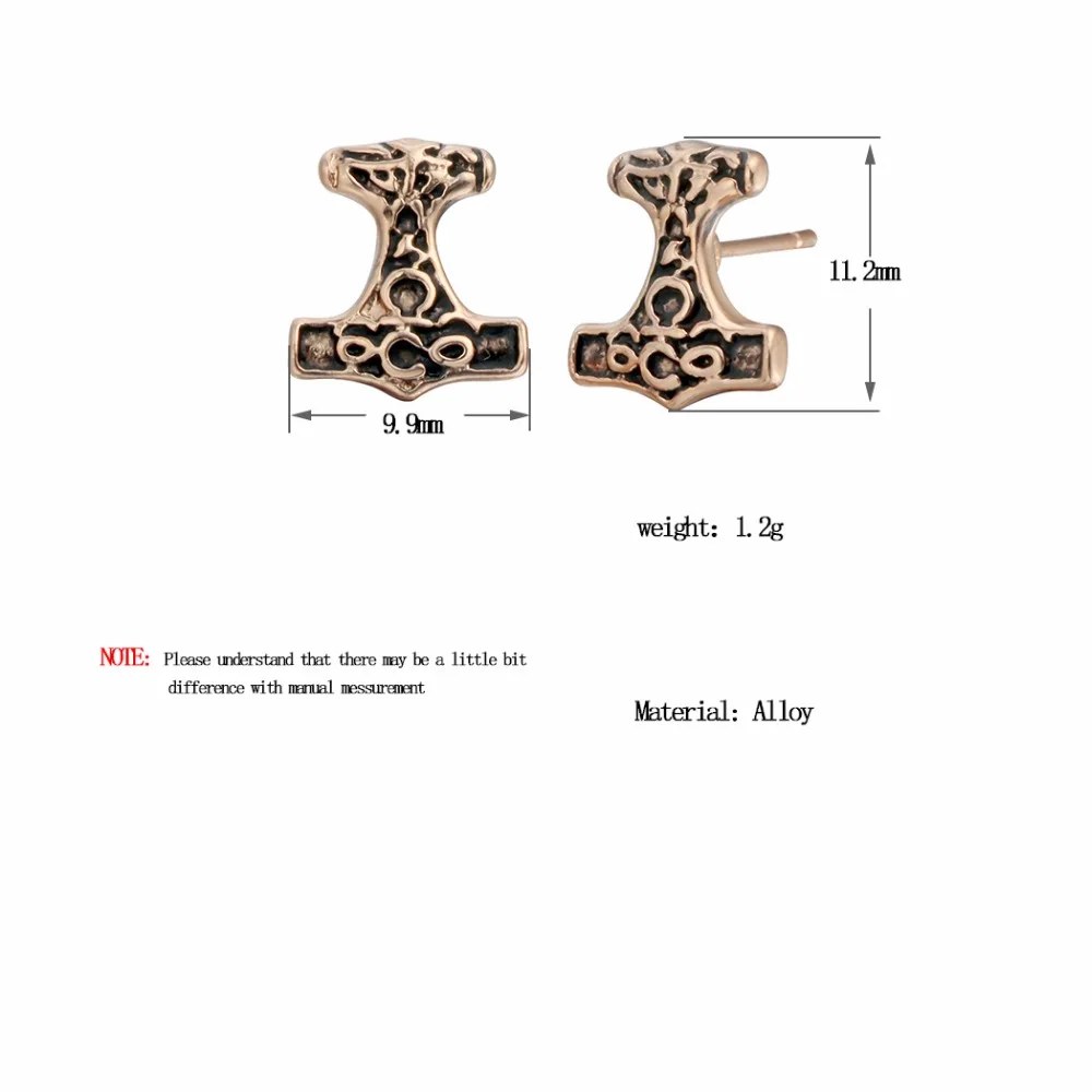 Thor's Hammer серьги-гвоздики мужские и женские ювелирные изделия Thor STED-Viking серьги