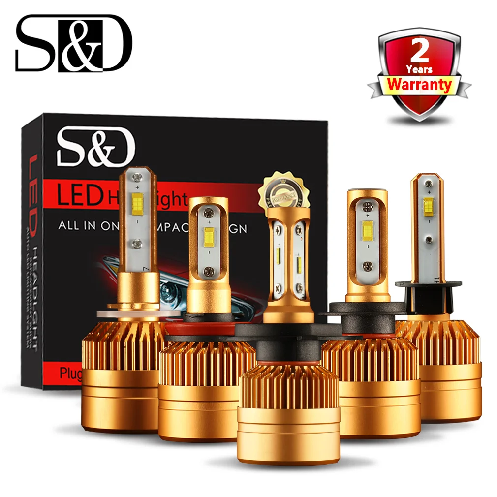 Светодиодные лампы S & D H7 H4 для передних фар 880 лм 50 Вт H1 H11 H8 H9 H27 881 9005 H3 9006 6000 HB3 HB4