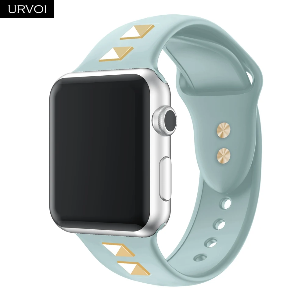 URVOI Шипованный ремешок для apple watch series 5 4 3 2 1 ремешок для iwatch силиконовый ремешок в стиле панк с заклепками 38 40 42 44 мм
