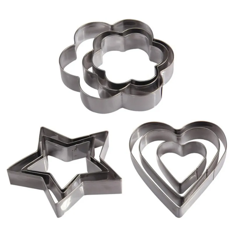 3 шт./компл. форма для выпечки звезды сердце цветы резак печенья из нержавеющей