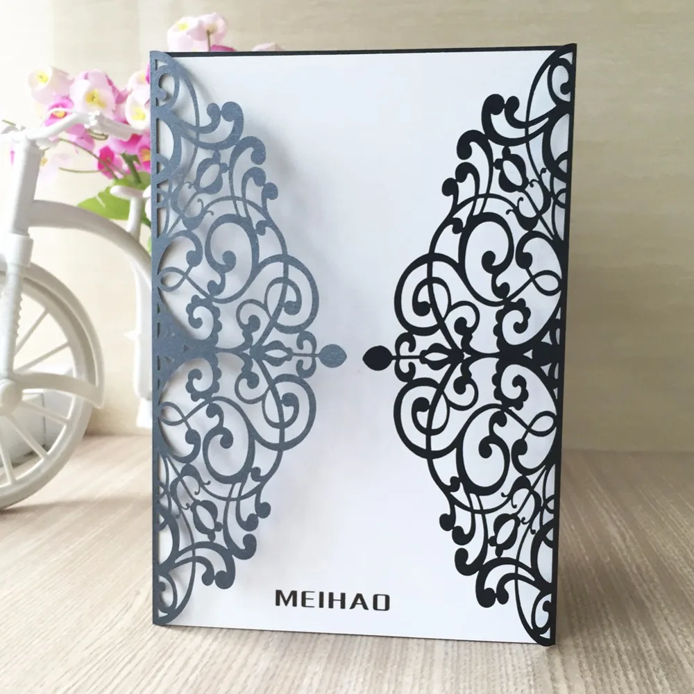 

50 Pcs Wedding Party Invitation Card Romantic Decorative Cards Envelope Delicate Carved Pattern Wedding Invitations Party Supply