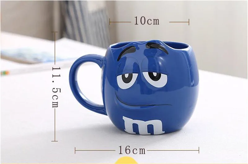 M& M кофейные кружки, керамические чайные чашки и кружки с ложкой, большая емкость, милая креативная посуда для напитков