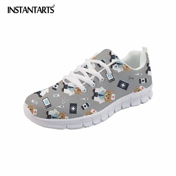 CC4403AQ INSTANTARTS/Медицинские кроссовки для медсестры; для женщин; для молодых девушек; повседневная обувь на плоской подошве со шнуровкой; дышащая обувь для медсестры с принтом; женская обувь из сетчатого материала - Цвет: CC4403AQ