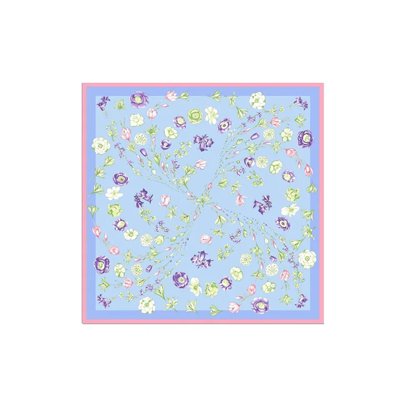 Color 2 Цветочный атласный, Шелковый платок обертывания шаль Мягкая Дымчатая качественная ручная скругленные края 3" x 35" - Цвет: Color 2