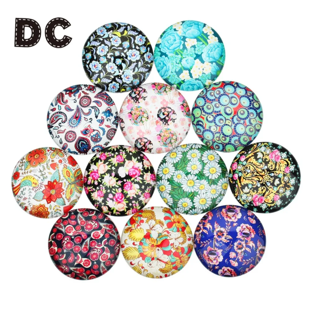 DC 20pcs/lot 10 12 14 20 25mm Round Flower Photo Glass Crystal Cabochon Dome Fit Women Bracelet Necklace DIY Jewelry Makings | Украшения и