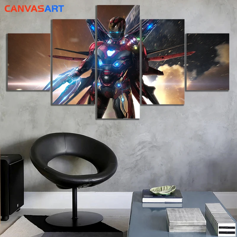 Картины на холсте 5 шт. крылатые доспехи Мстителей Железный человек для гостиной