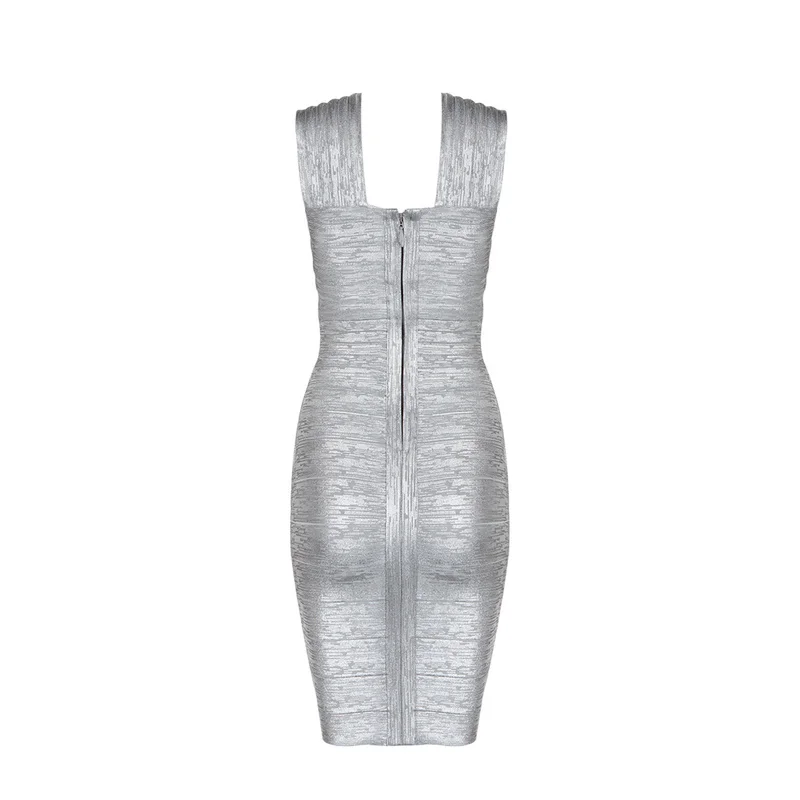 Женское облегающее платье без рукавов серебристое вечерние с принтом в стиле