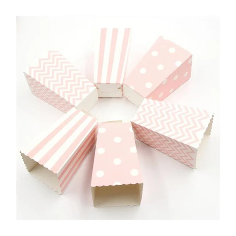12 шт. коробка для попкорна в полоску розовая Подарочная вечерние любимые