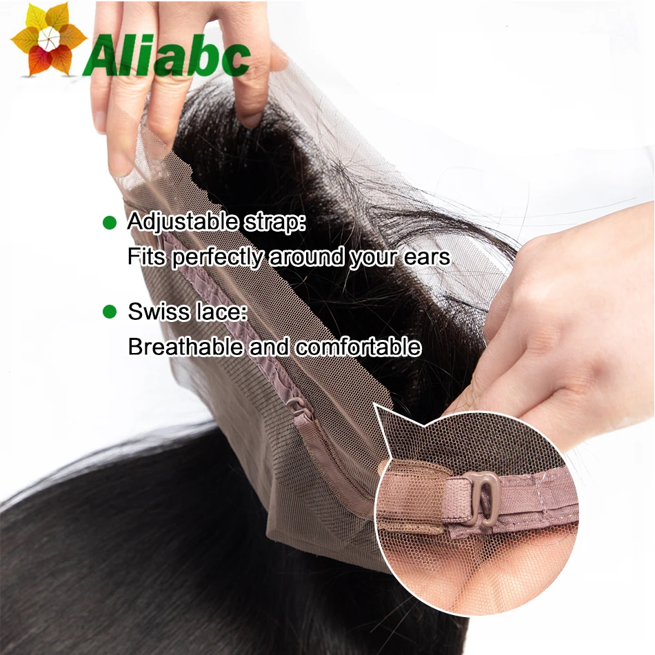 Aliabc волосы бразильские прямые 360 кружева спереди al закрытие remy 100% человеческие