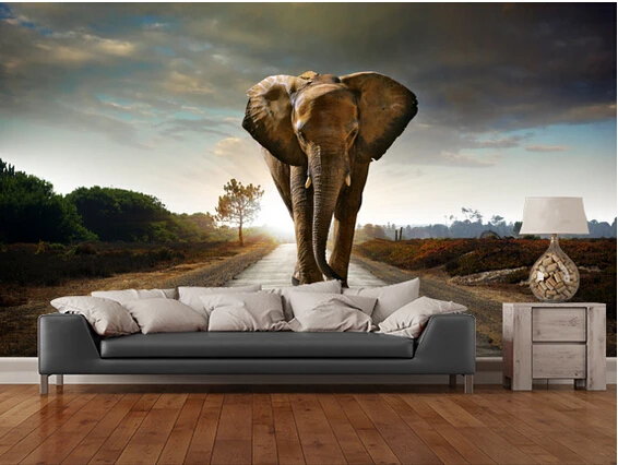 

Custom papel DE parede infantil. Walking Elephant murals for children room sitting room TV setting wall waterproof wallpaper