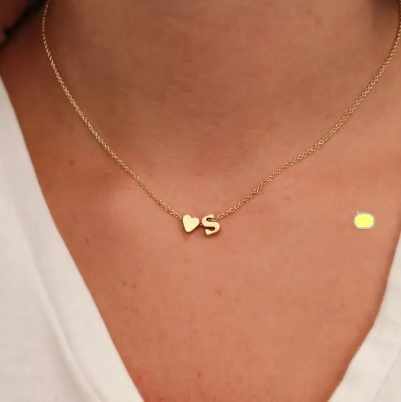 Женское ожерелье с подвеской в форме сердца 26 букв простой подарок для любителей
