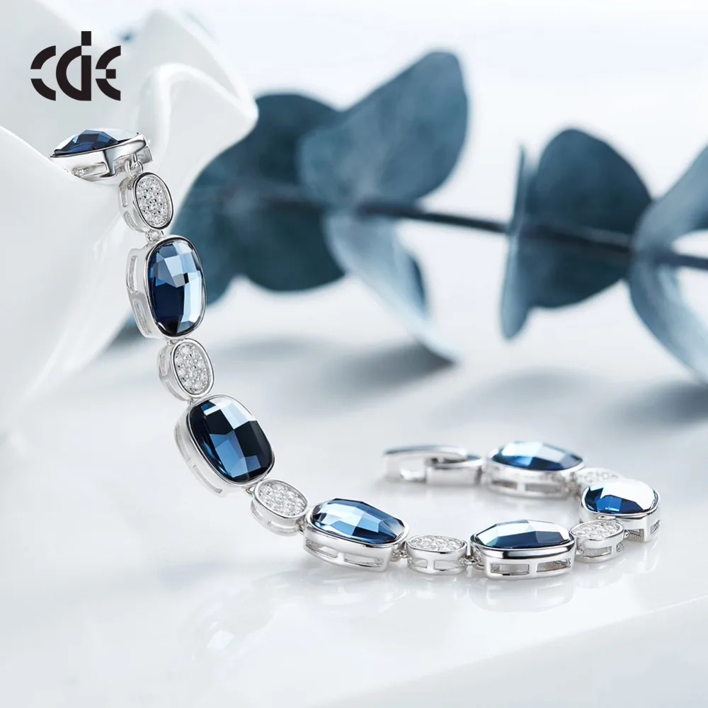 CDE украшенные кристаллами из браслеты Swarovski Ювелирные изделия женские ювелирные изделия из стерлингового серебра 925 пробы модные элегантные изысканные украшения