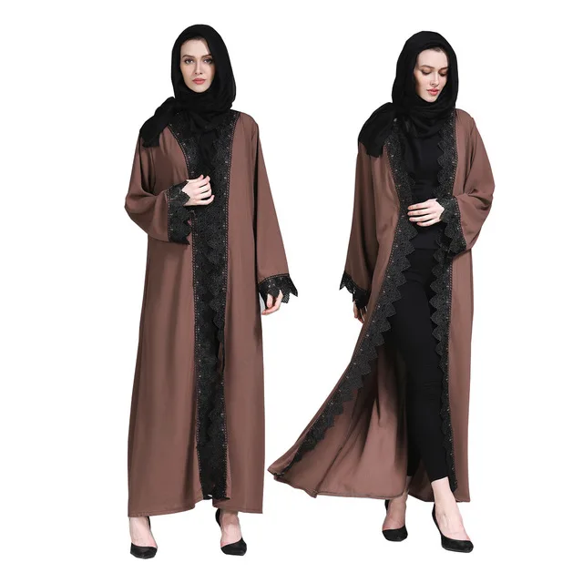 

Модная мусульманская кружевная Абая одежда, кардиган, кимоно, длинное платье, туника, Jubah, Ближний Восток, Рамадан, Арабская, мусульманская о...