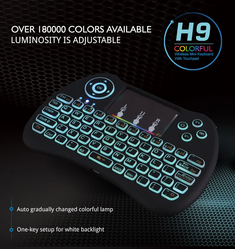 Новая Оригинальная H9 2 4G мини беспроводная игровая клавиатура RGB с подсветкой
