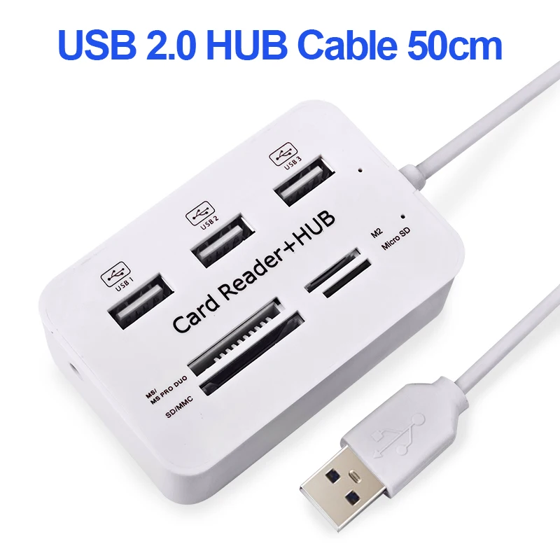 Usb-хаб 3,0 Тип C концентратор USB 3,0 разветвитель 3 порта Мульти USB C Hab USB-C концентратор 2,0 несколько SD/TF скорость считывания карт для портативных ПК - Цвет: USB 2.0 cable 50cm