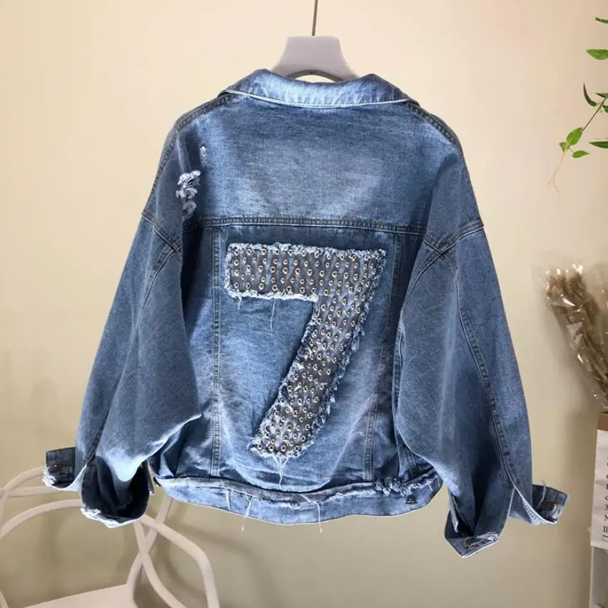 

England style single breasted diamond beading Denim jacket female great quality rivet short denim outwear tops wq1584 dropship