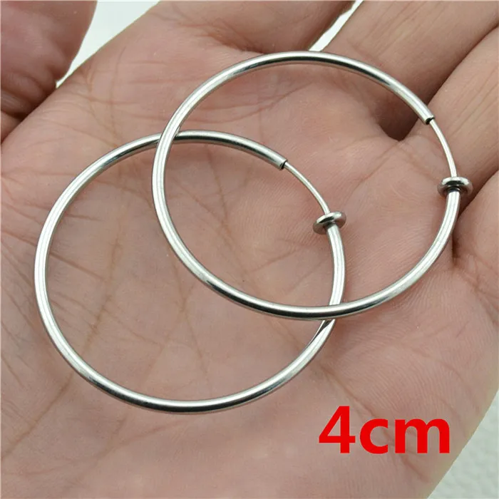 Stainless Steel 4cm Shineliang стальной скрытый замок Весна клип на ухо без пирсинга ювелирные изделия серьги для женщин мужчин отсутствие аллергии Нос губ - Окраска металла: Stainless Steel 4cm