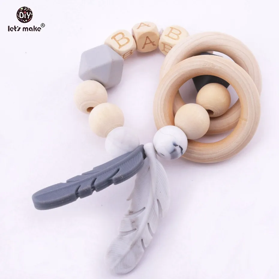 Детские игрушки для кормления перо браслет 1 шт. деревянный режущихся зубиков DIY