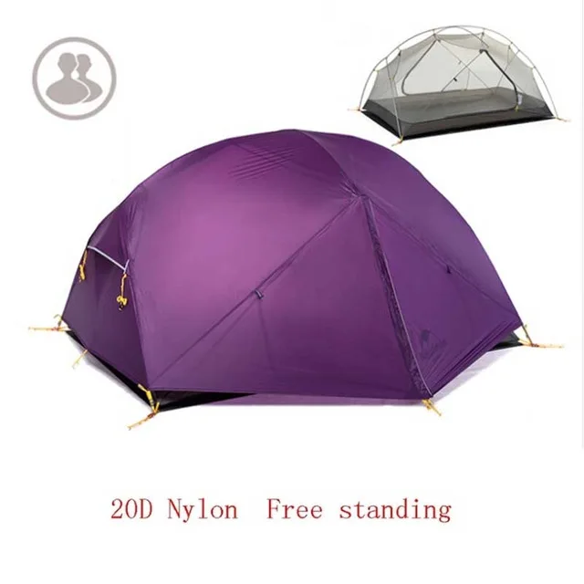 Purple Tent Naturehike Mongar 3 сезон Сверхлегкий Открытый Палатка 20D силиконовый нейлоновый тканевый двухслойный водонепроницаемый тент для 2 человек - Цвет: Purple Tent