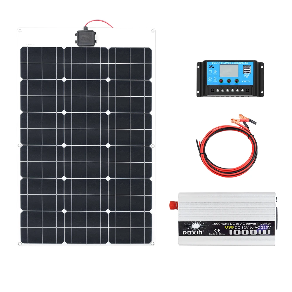 60 W 18 V Панели солнечные инвертор 1000 220 или 110 ШИМ 10A Контроллер заряда Батарея