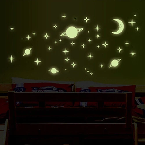 Креативные ночные темные светящиеся Космические Планеты настенные наклейки