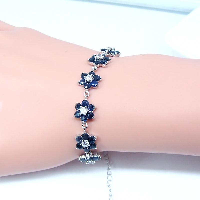 Женский браслет из серебра 925 пробы с сапфирами|bracelet designer|bracelet fashionbracelet lady |