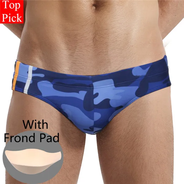 Wath Pad Blue Новые мужские плавки, водоотталкивающие мужские плавки для купания, сексуальный купальник для мужчин, мужские плавки с подкладкой и без подкладки - Цвет: Wath Pad Blue