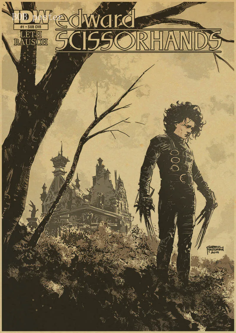 P028 Эдварда Scissorhands плакат классический постер фильмов в стиле винтаж ретро крафт настенная бумажная наклейка - Цвет: P028