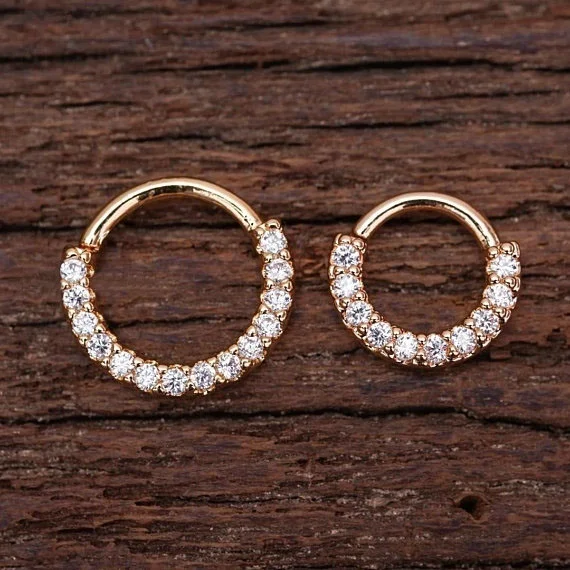 Style 1 Gold 1 шт. 0,8x6/8 мм прозрачный Циркон Daith пирсинг кольцо Daith обруч серьги, нержавеющая сталь, маленькая серьга-кольцо для пирсинга перегородки носа пирсинг, крючок для пирсинга - Окраска металла: Style 1 Gold