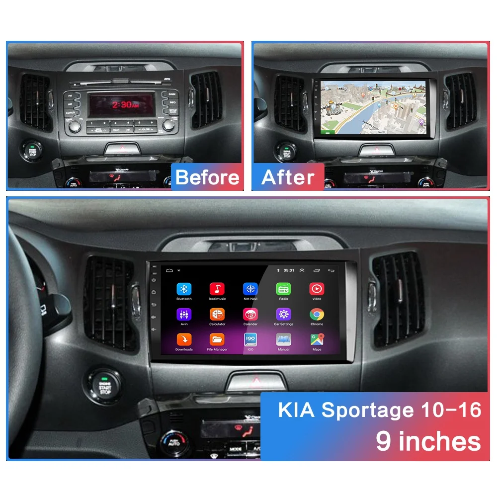 2G+ 32G " 2din Android 8,1 GO автомобильный dvd-плеер для KIA Sportage 3 4 2010 2011 2012 2013- автомобильный Радио gps навигация wifi плеер