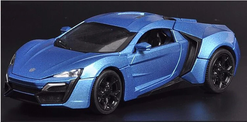 Модель автомобиля из сплава под давлением в масштабе 1/32 игрушки синяя Lykan Hypersport