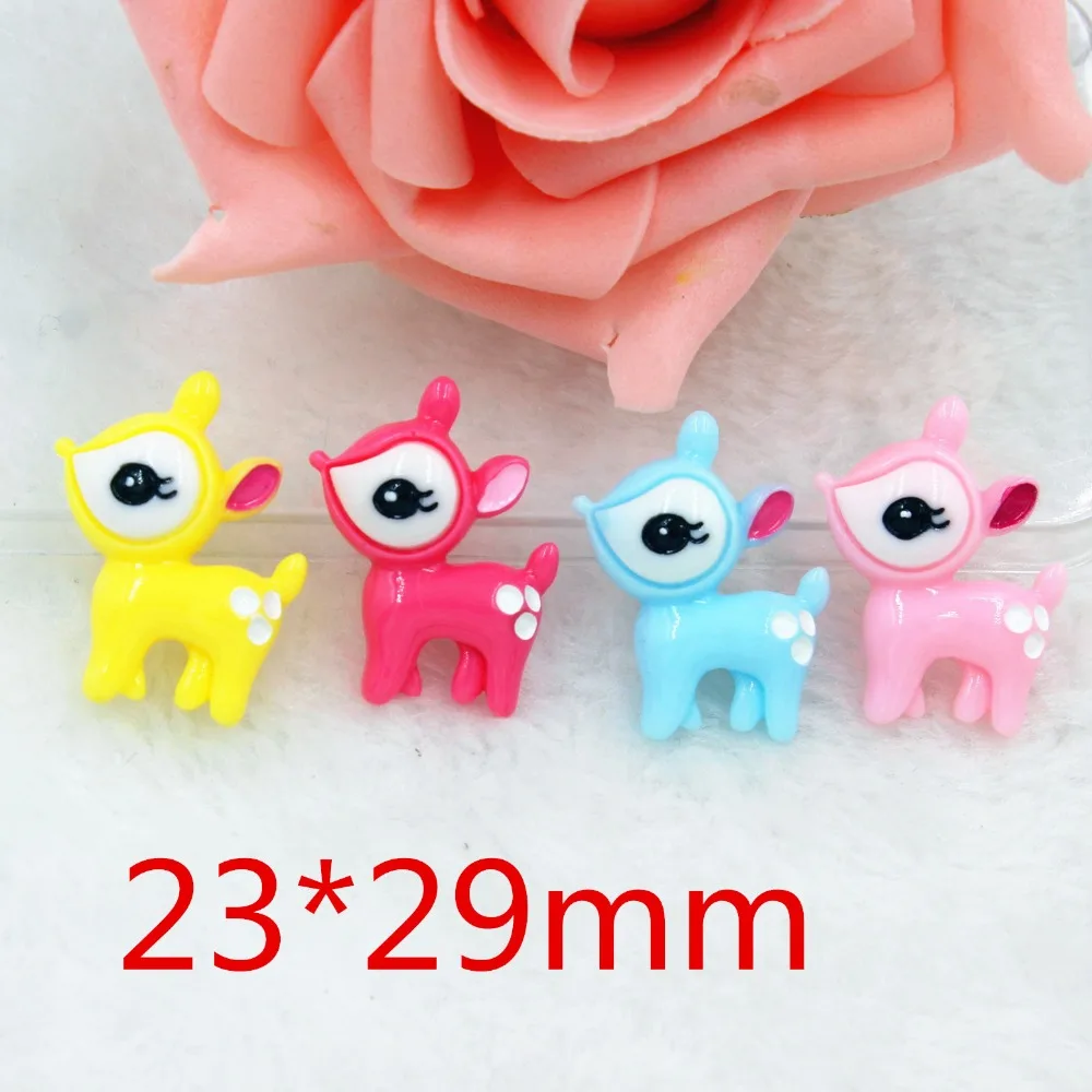 

10pcs/lot DIY resin cabochons accessories flat back resin deer with flower kawaii resin cartoon