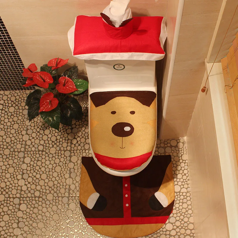 4 стиля 1 комплект/3 шт. Модный чехол для сиденья унитаза Happy Santa коврик ванной