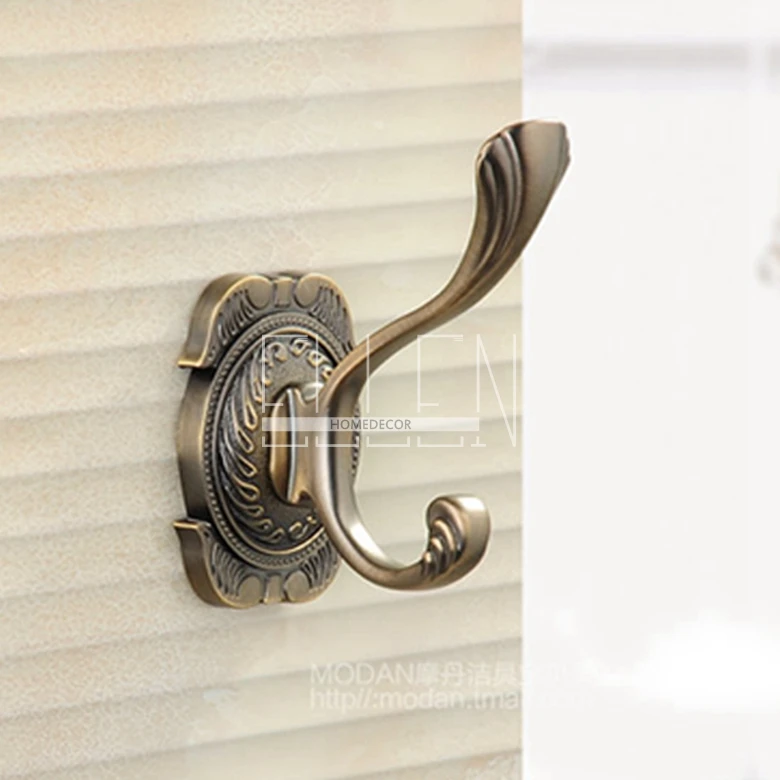 

Luxury europe style robe hook soild brass single hook chrome antique bronze and gold finish wall hanger bathroom accessories