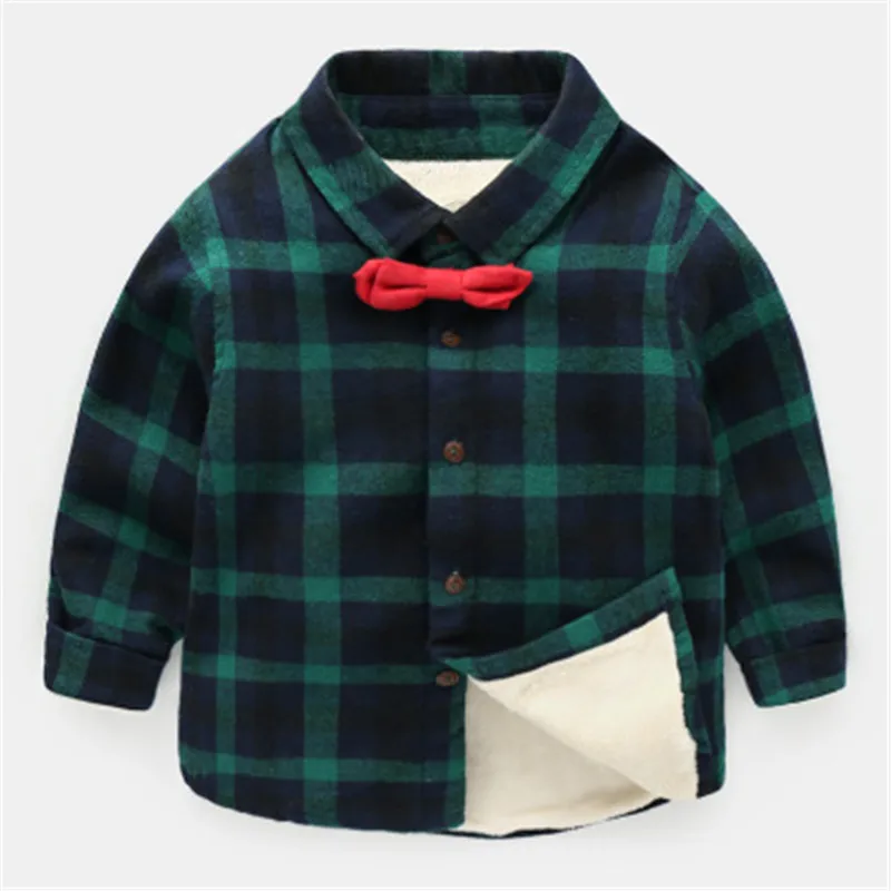 

Boys Shirt For Kids Cotton 2017 Winter Clothes Boys Plaid Thick Shirts Long Sleeve England School Trend Children Clothes
